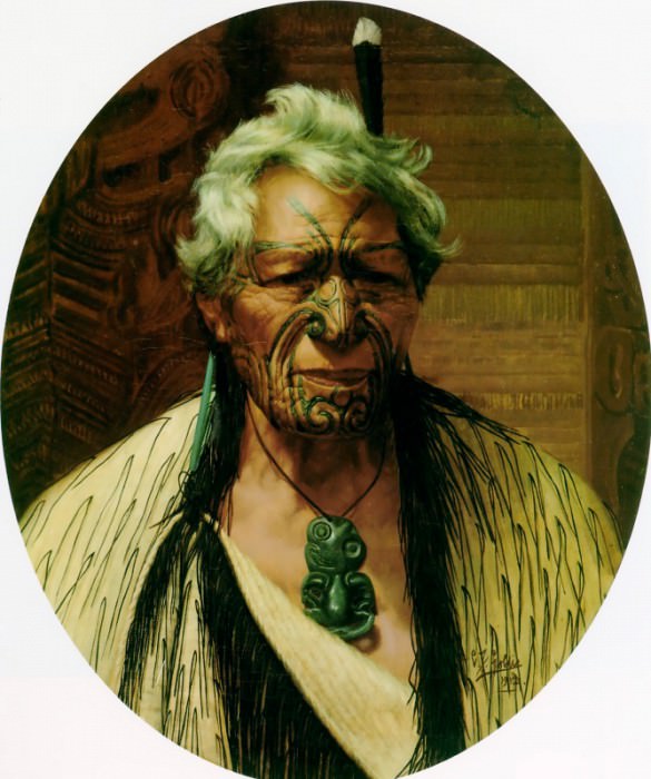 A noble northern chief Atama Paparangi 1912 76.5x64cm. Charles Frederick Goldie