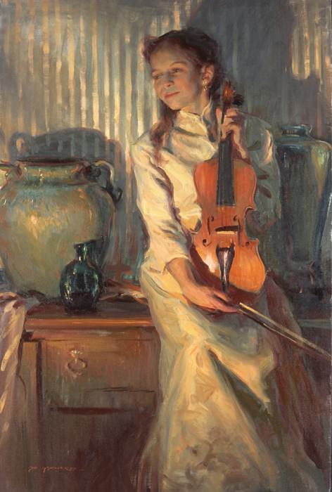 Her Mother-s Violin 48 x 32. Daniel F Gerhatz
