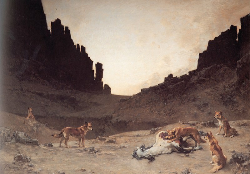 Guillaumet Dogs of the Douar Devuring a Dead Horse. Gustave Guillaumet