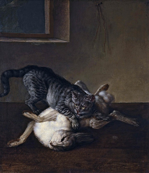 The cat and dead hare. Johann Friedrich von Grooth