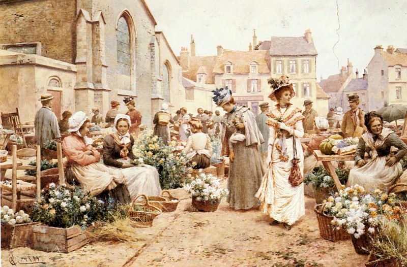 Flower Market In A French Town. Alfred Glendening