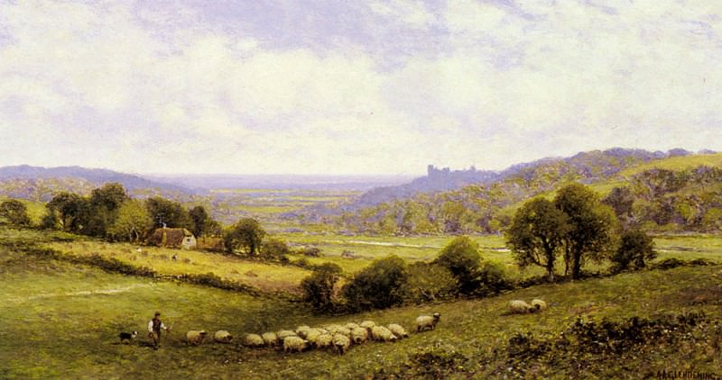 Augustus Near Amberley Sussex With Arundel Castle In The Distance. Alfred Glendening
