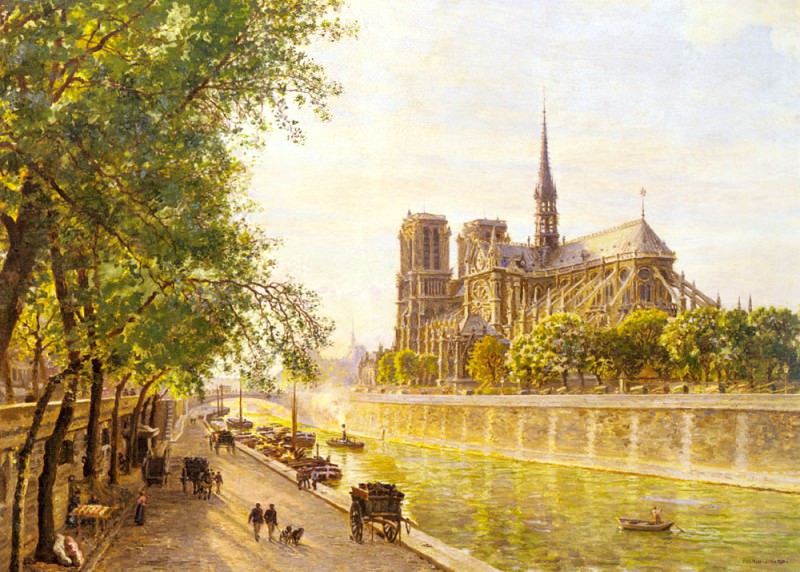 Gerard Marie Francois Firmin L lle De La Cite And The Cathedral Of Notre Dame. Мари Франсуа Фермен Жерар