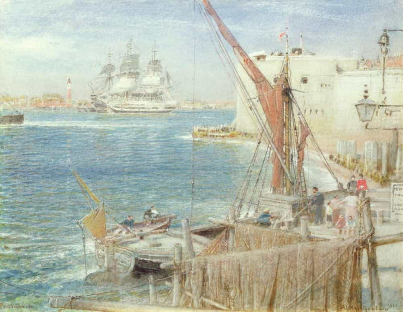 HMS The Victory at Portsmouth. Albert Goodwin