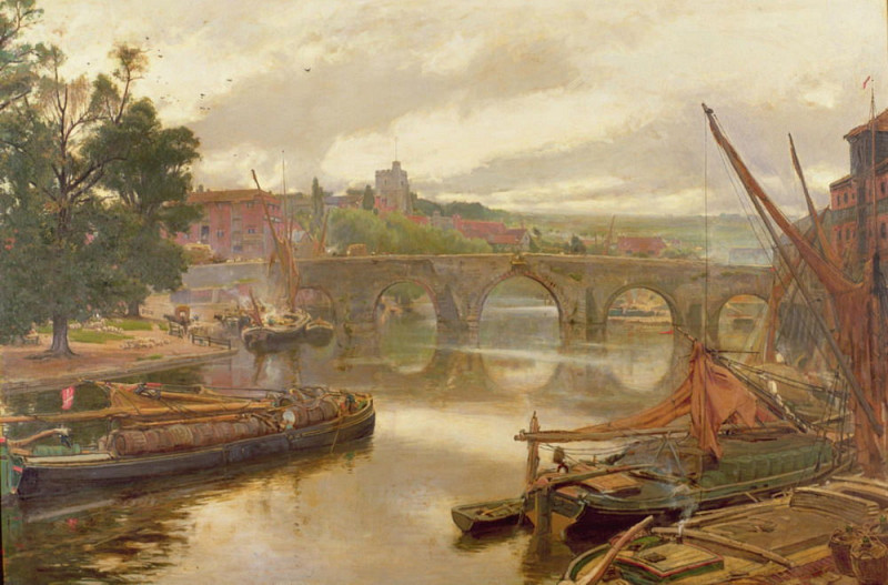 The Old Bridge, Maidstone, View Looking South. Albert Goodwin