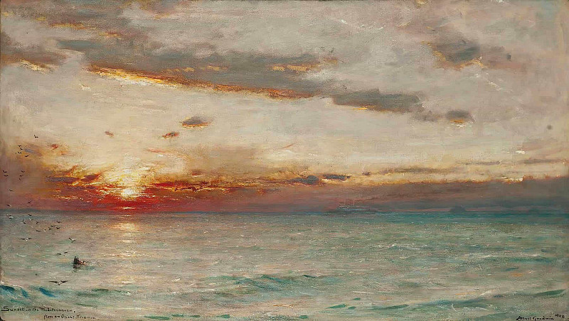 Sunset In The Mediterranean From An Orient Steamer. Albert Goodwin