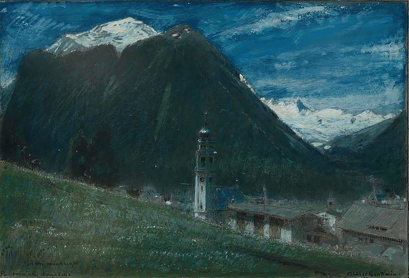 In The Moonlight, Pontresina, Engadine, Switzerland. Albert Goodwin