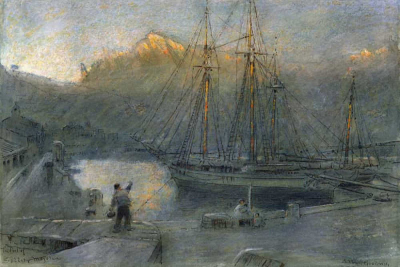 The Port of Sollo, Majorca. Albert Goodwin