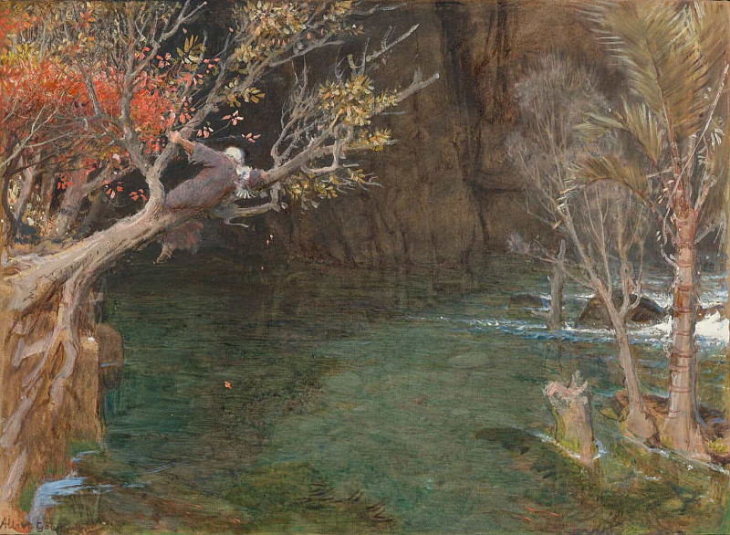 Rasselas exploring the subterranean river. Albert Goodwin