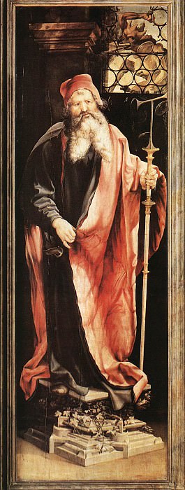 Изенгеймский алтарь, Св. Антоний (левая створка, первая панель). Маттиас Грюневальд