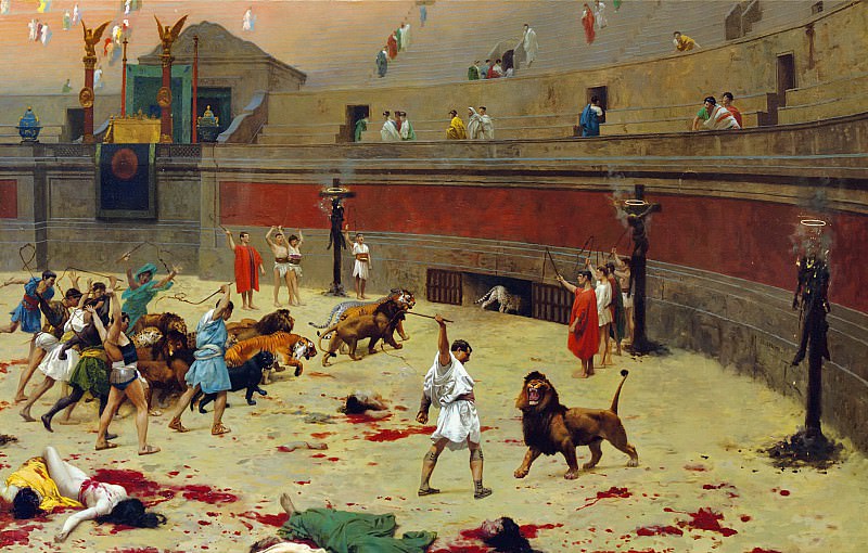 The retreating lions. Jean-Léon Gérôme