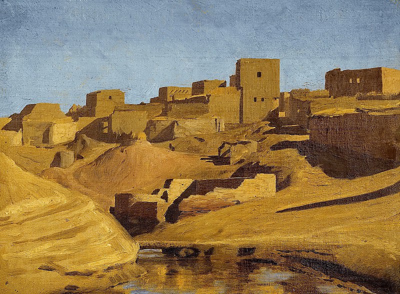Oriental Landscape with a fortified city. Jean-Léon Gérôme