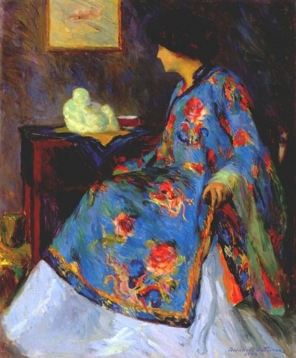 lady in chinese silk jacket 1909. Bernhard Gutmann