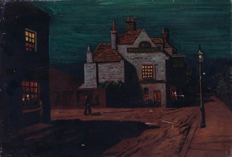 The Black Lion, Chelsea by Night. Walter Greaves