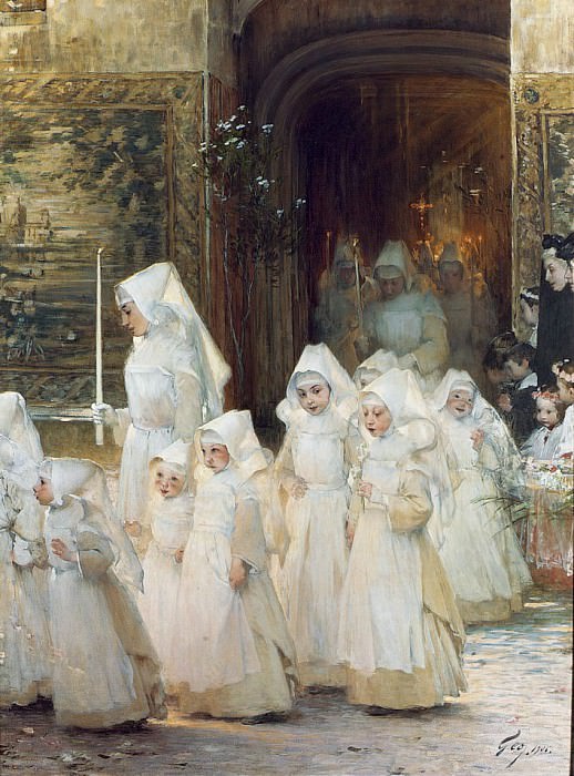 Procession of Young Girls on Confirmation Day, L’hopital de Beaune. Henry Jules Jean Geoffroy