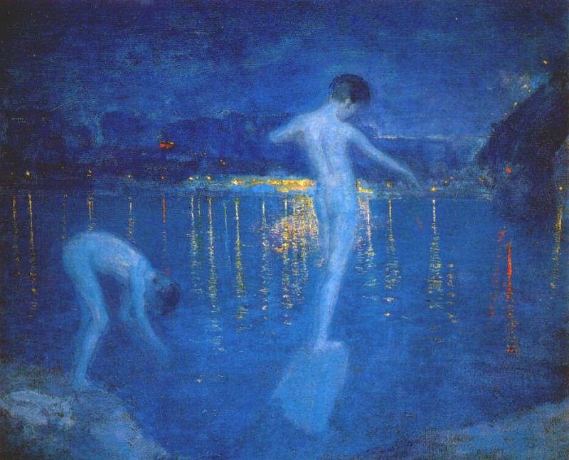 gray,frederick boys bathing in the mississippi river 1914. Фредерик Грей