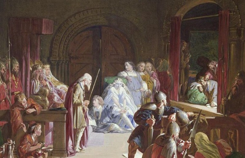 Инсценировка смерти отца Гамлета, Акт III, Картина 2. Джон Гилберт