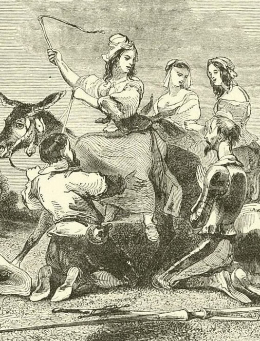 Don Quixote and the country girls. John Gilbert