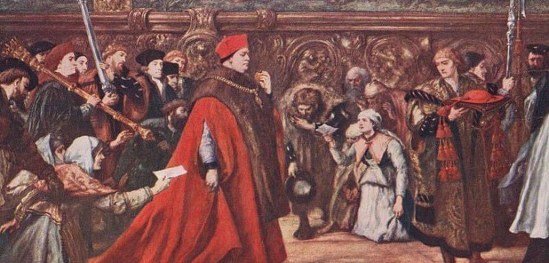 Кардинал Вулси идет процессией в Вестминстер-холл 1515. Джон Гилберт