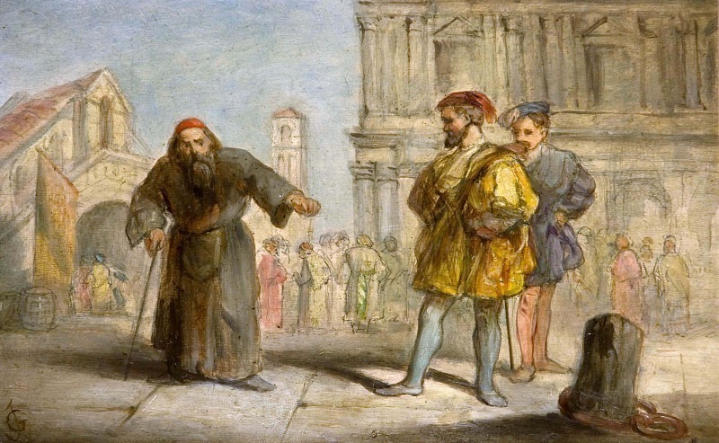 Сцена из оперы Шекспира «Венецианский купец». Джон Гилберт