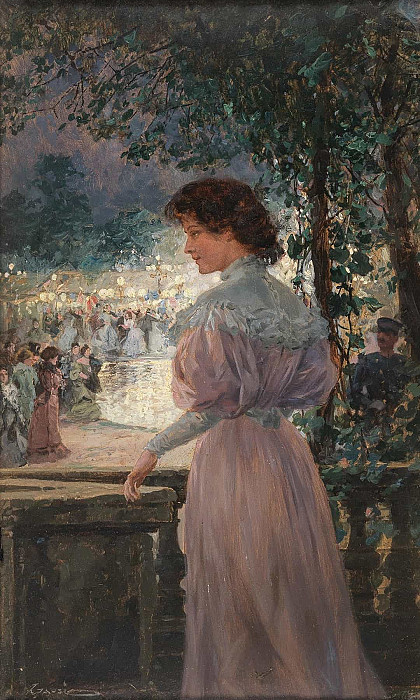 The garden party; Das Gartenfest. Wilhelm Gause