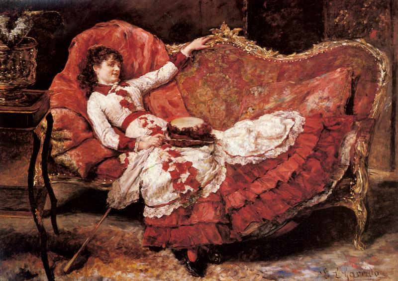 Элегантная дама в красном платье. Эдуардо Леон Гарридо