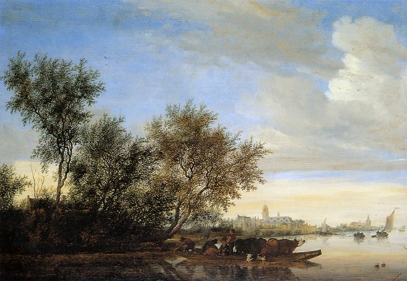 River landscape with ferry. Jan Van Goyen