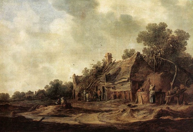 Крестьянские хижины и колодец с журавлем. Ян ван Гойен