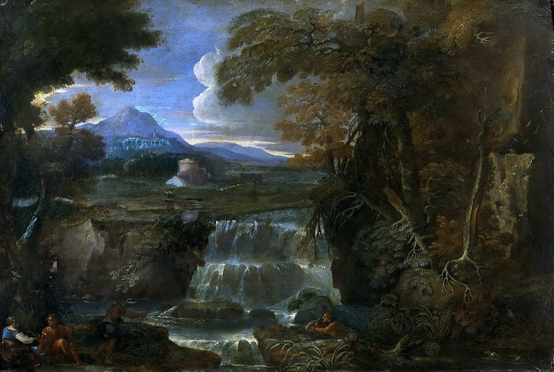 Пейзаж с водопадом. Джованни Франческо Гримальди