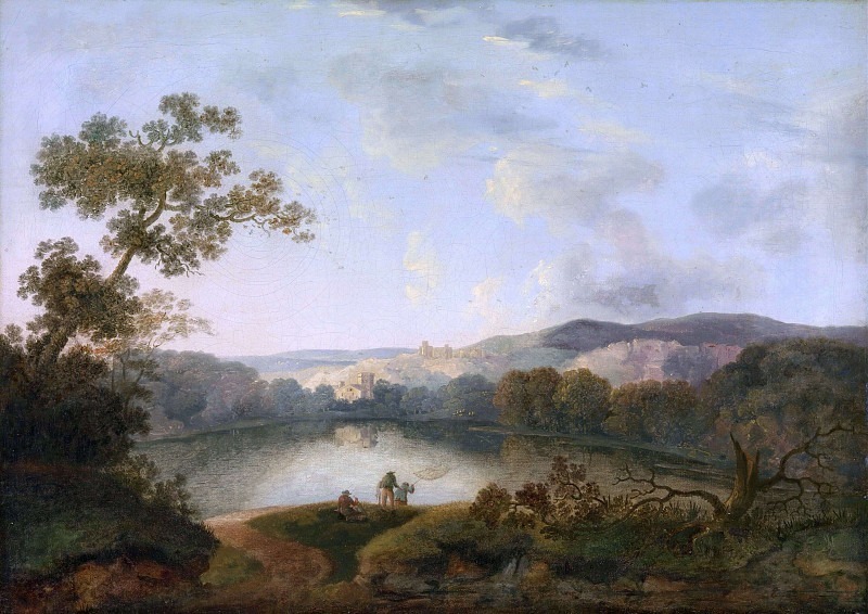A View of a Lake with Fishermen. William Groombridge