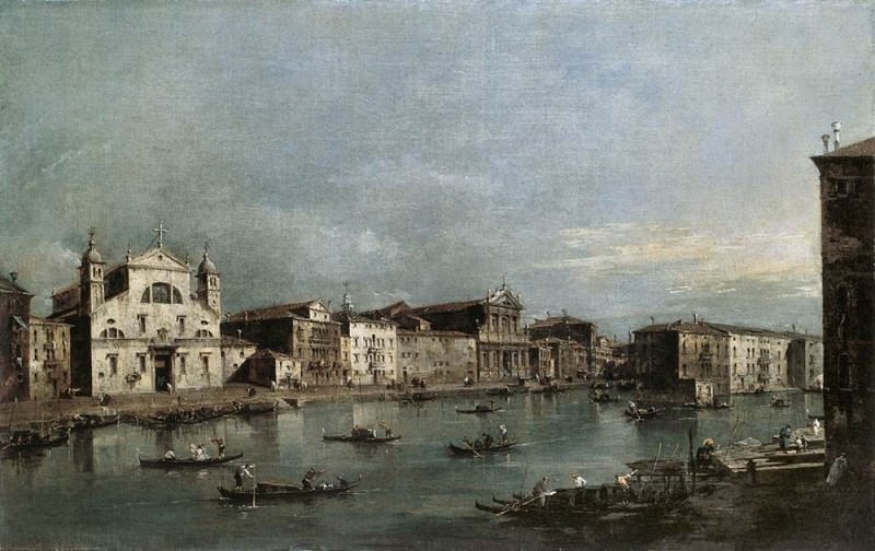 The Grand Canal with Santa Lucia and the Scalzi. Francesco Guardi