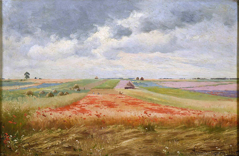 Field of barley and poppies in Pontgivart; Champ d’orge et de coquelicots à Pontgivart. Armand Guéry