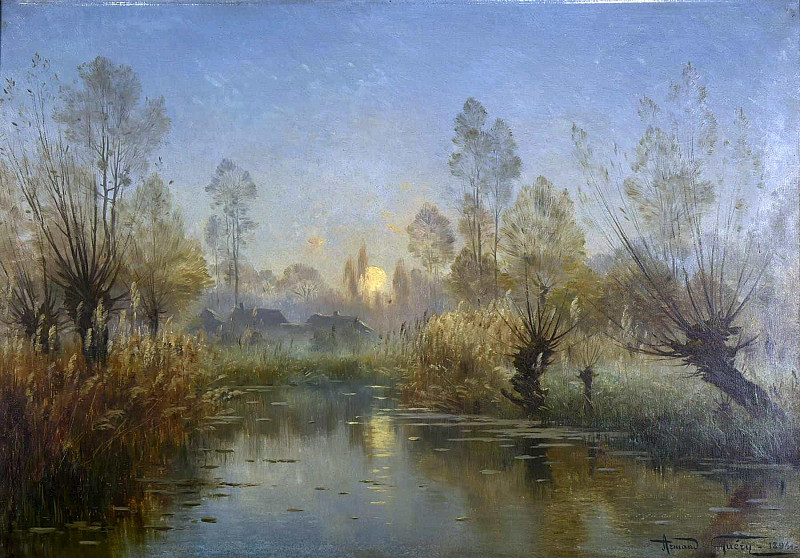 River at sunset; Rivière au soleil couchant. Armand Guéry