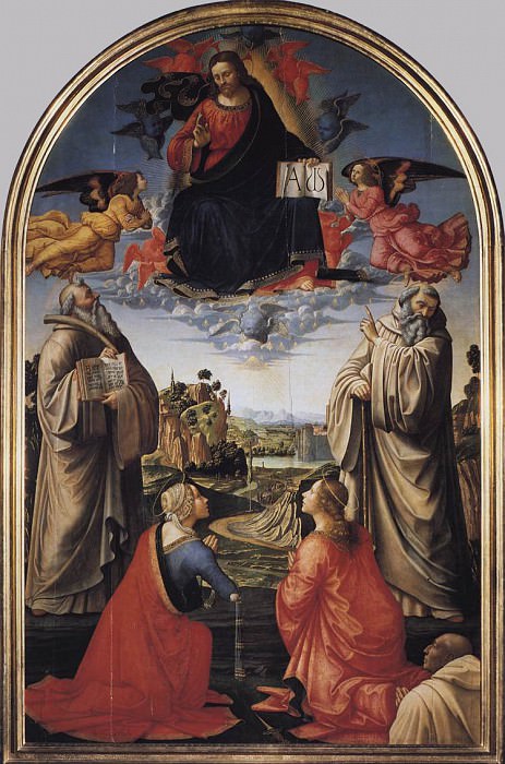 Христос на небесах с четырьмя Святыми и донатором. Доменико Гирландайо