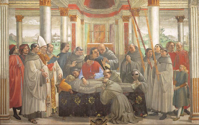 OBSEQUIES OF ST FRANCIS CAPPELLA SASSETTI STR. Domenico Ghirlandaio