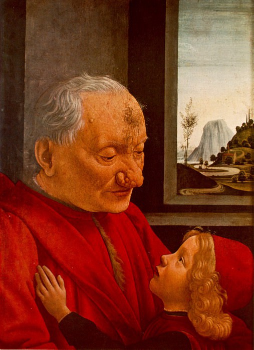 PORTRAIT OF AN OLD MAN WITH A CHILD LOUVRE. Domenico Ghirlandaio