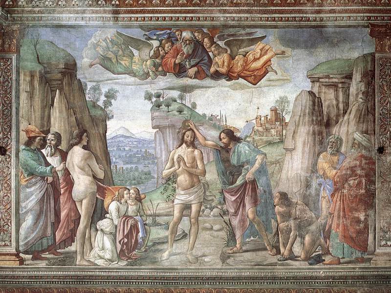 Крещение Христа, фреска, 1486. Доменико Гирландайо