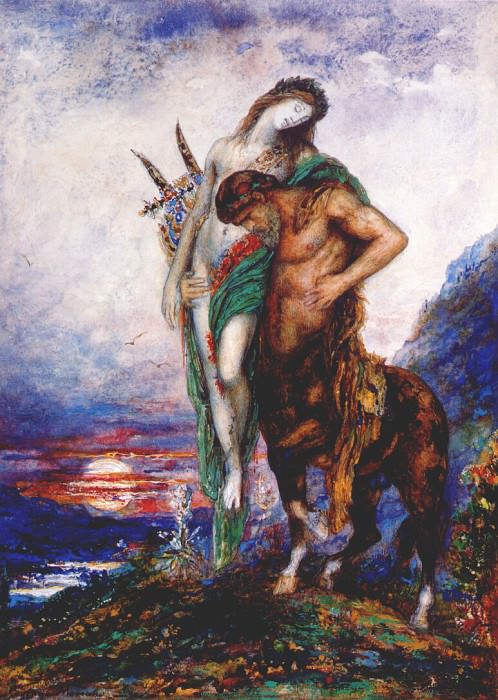 dead poet borne by a centaur c1890. Gustav Moreau