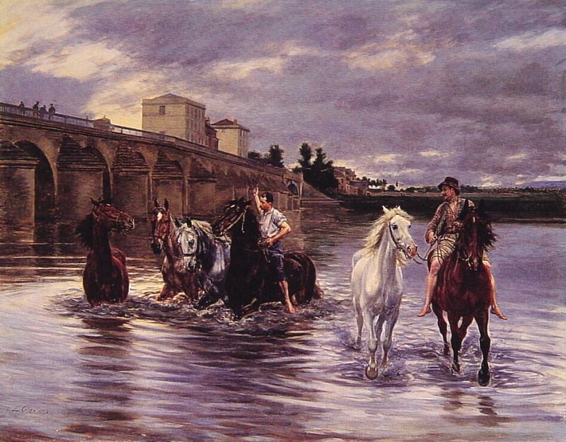 Crossing the River. Lucien Alphonse Gros