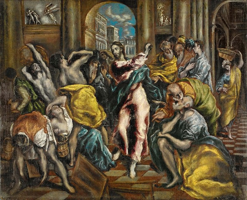 Christ Driving the Money Changers from the Temple. El Greco (Workshop)