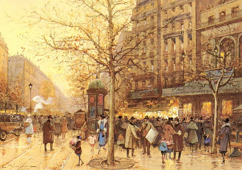 A Paris Street Scene. Laloue Eugene Galien