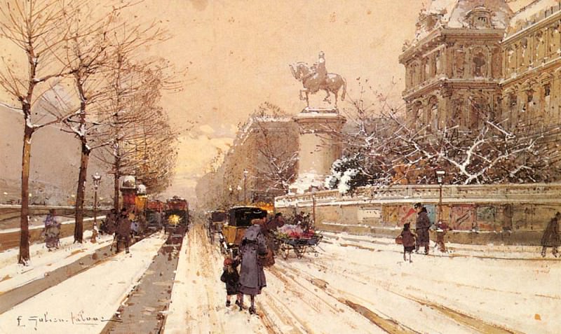 Paris In Winter. Laloue Eugene Galien