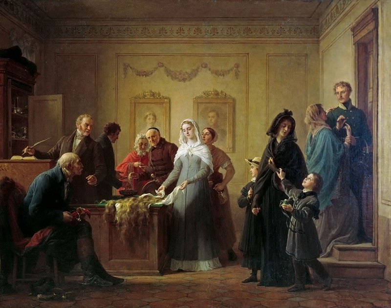 Patriotism in 1813, Ferdinande Schmettau sacrificed her hair for the Fatherland