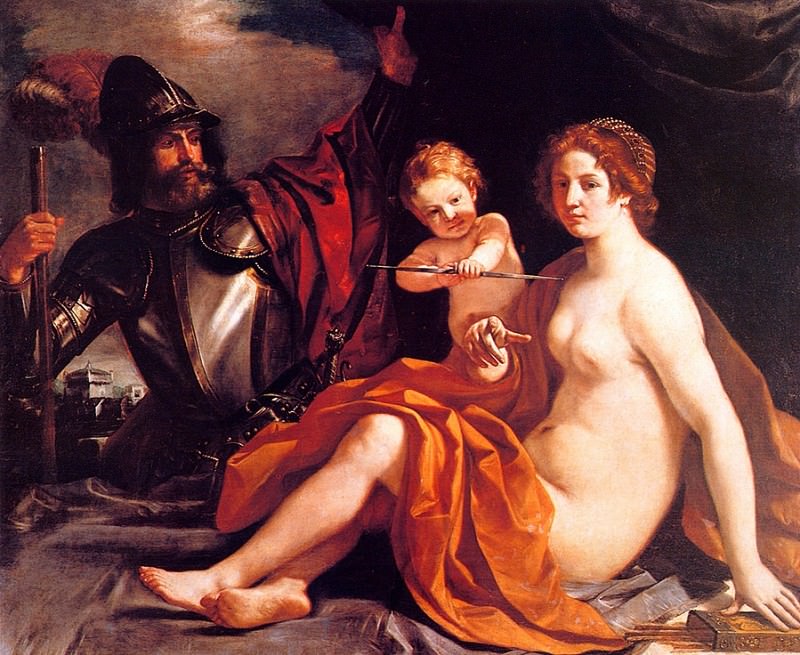 Venus Cupid And Mars. Guercino (Giovanni Francesco Barbieri)