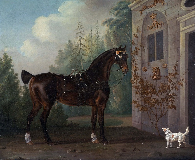 Лошадь в карете лорда Абергавенни с терьером. Томас Гуч