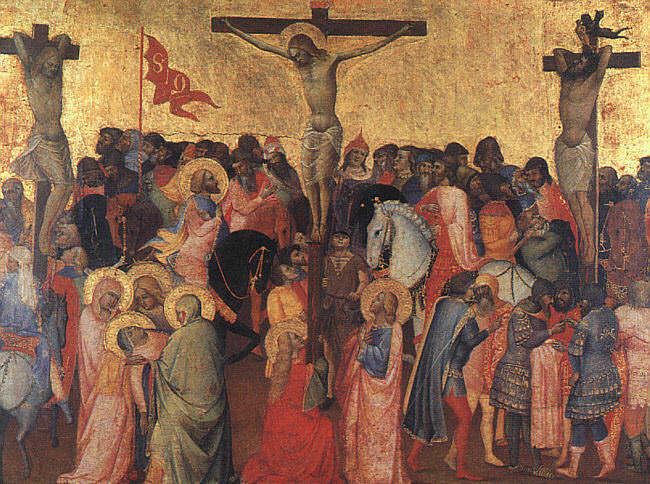 The Crucifixion, 1390-96, tempera on wood, Galleria de. Taddeo Gaddi
