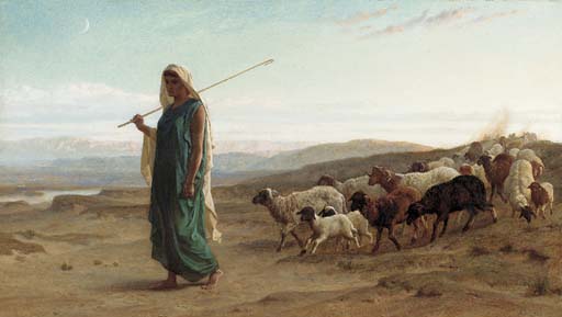 Рахиль и ее стадо. И видит Рахиль, что ее дочь приходит с овцой. Фредерик Гудолл