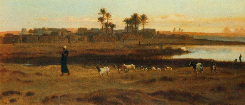 Leading the Flock Early Morning Cairo. Frederick Goodall