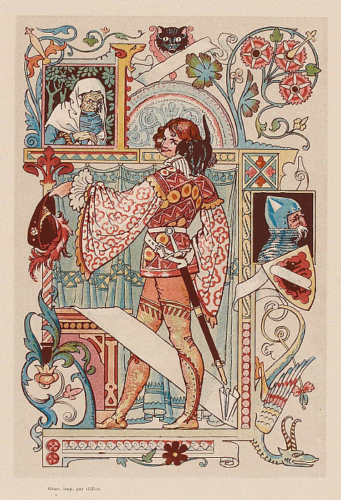 Knight inscribed in an illumination; Chevalier inscrit dans une enluminure. Eugene Grasset
