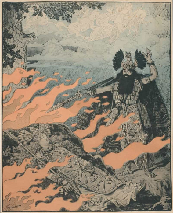 Poster for Richard Wagner’s Die Walküre; Affiche voor Die Walküre van Richard Wagner. Eugene Grasset